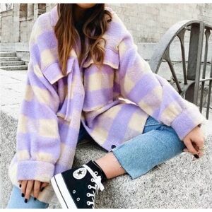 Purple Flannel Style Oversized Jacket